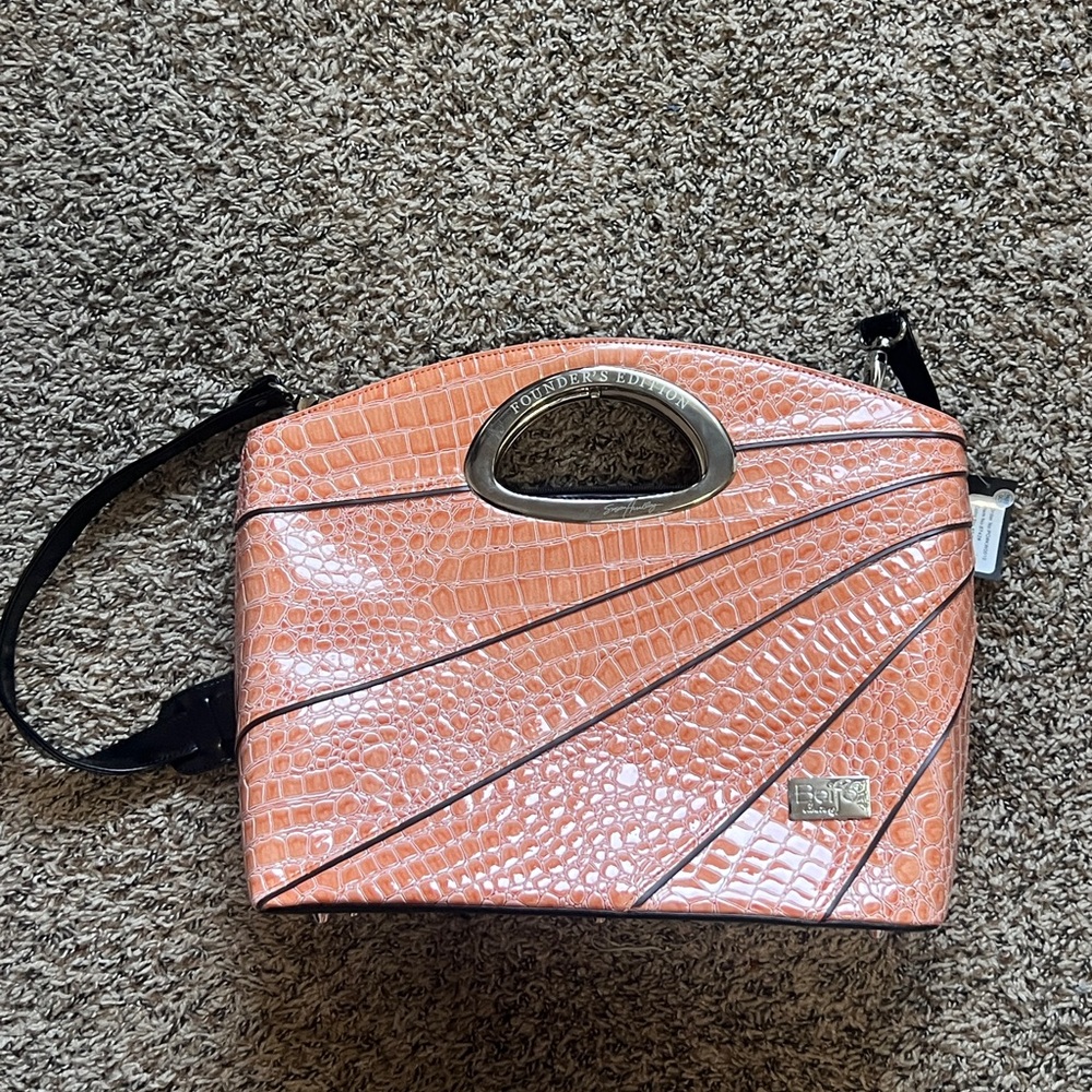 NWOT Beijo Founders Edition orange croc skin bag